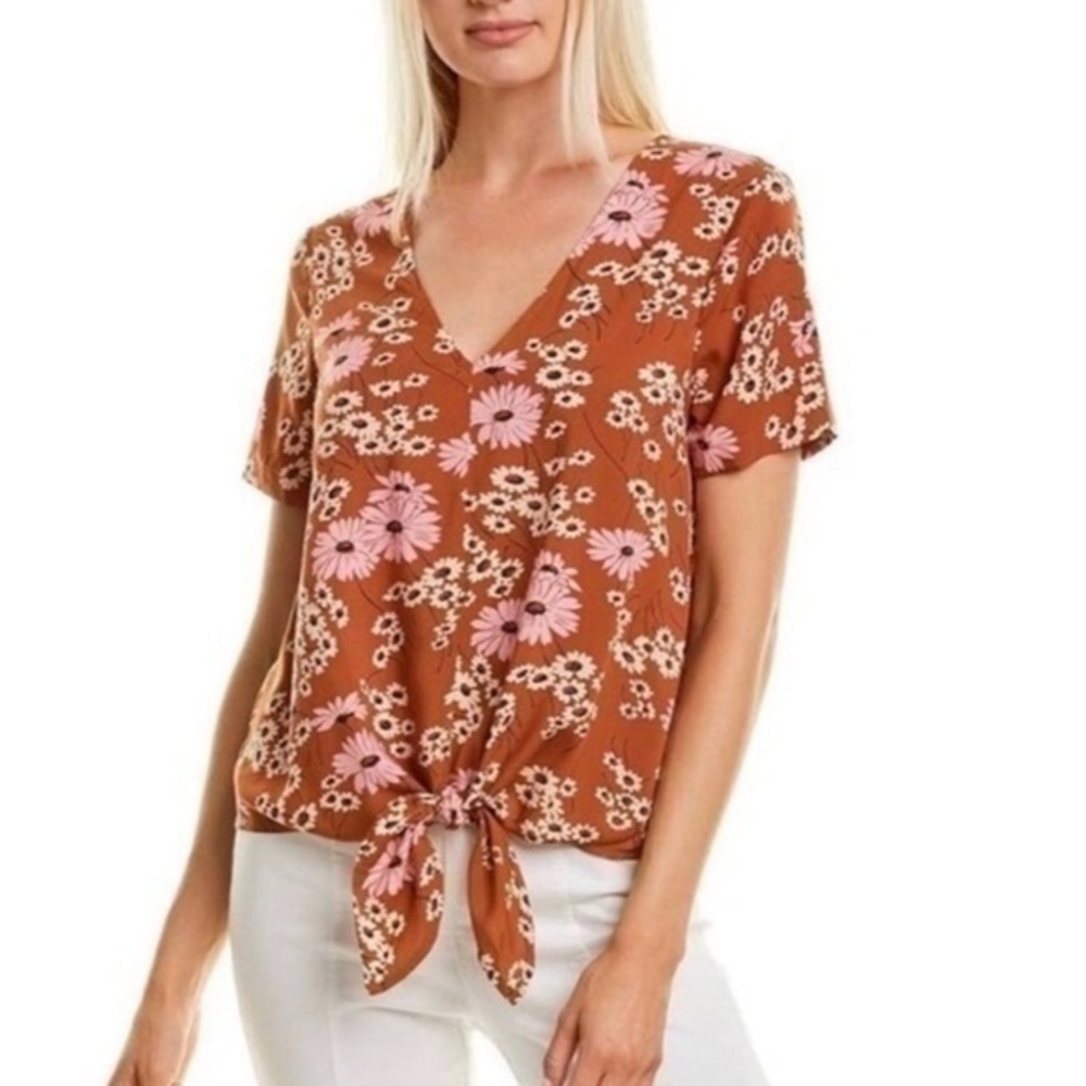 Madewell Novel Tie-Front Top Hillside Daisies XSP